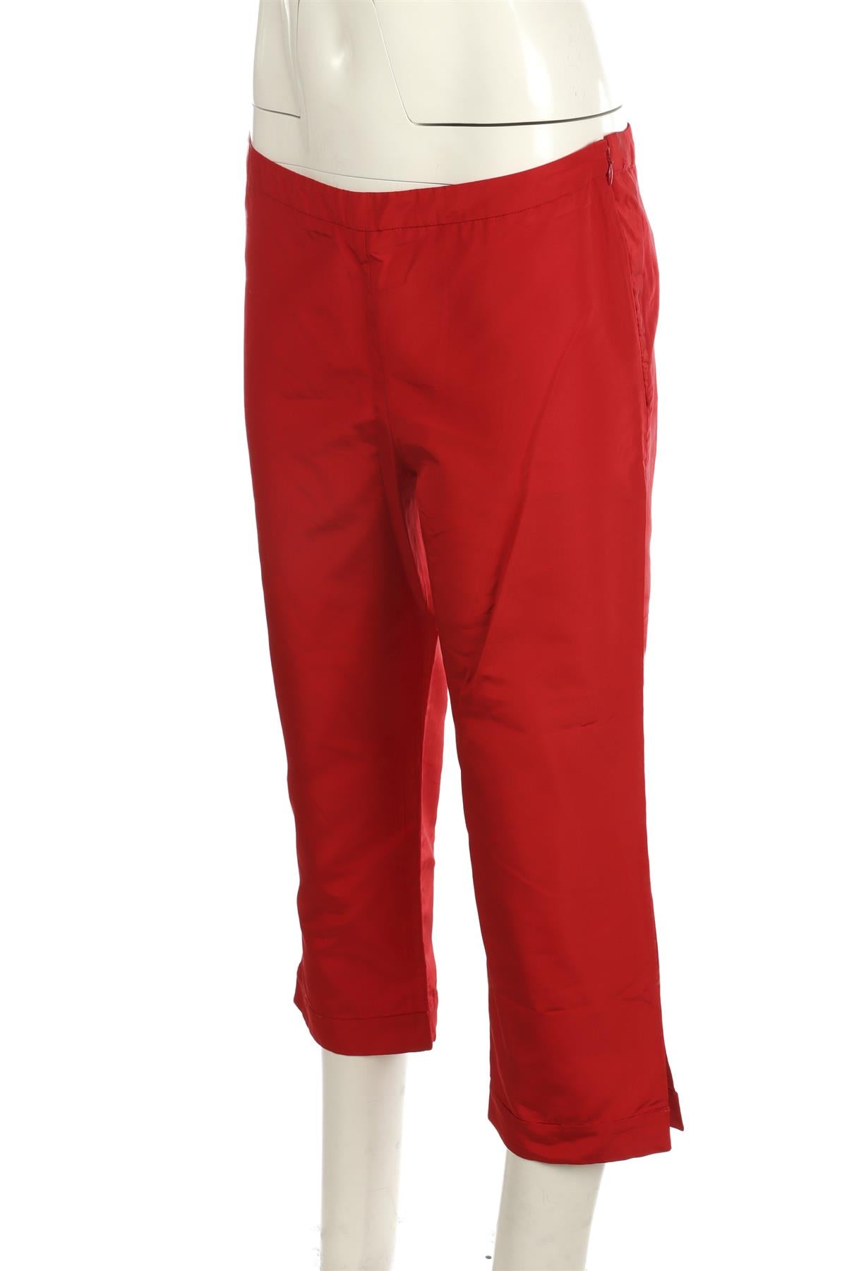 CHRISTIAN DIOR VINTAGE RED SILK STRAIGHT LEG PANTS FR 40 UK 12