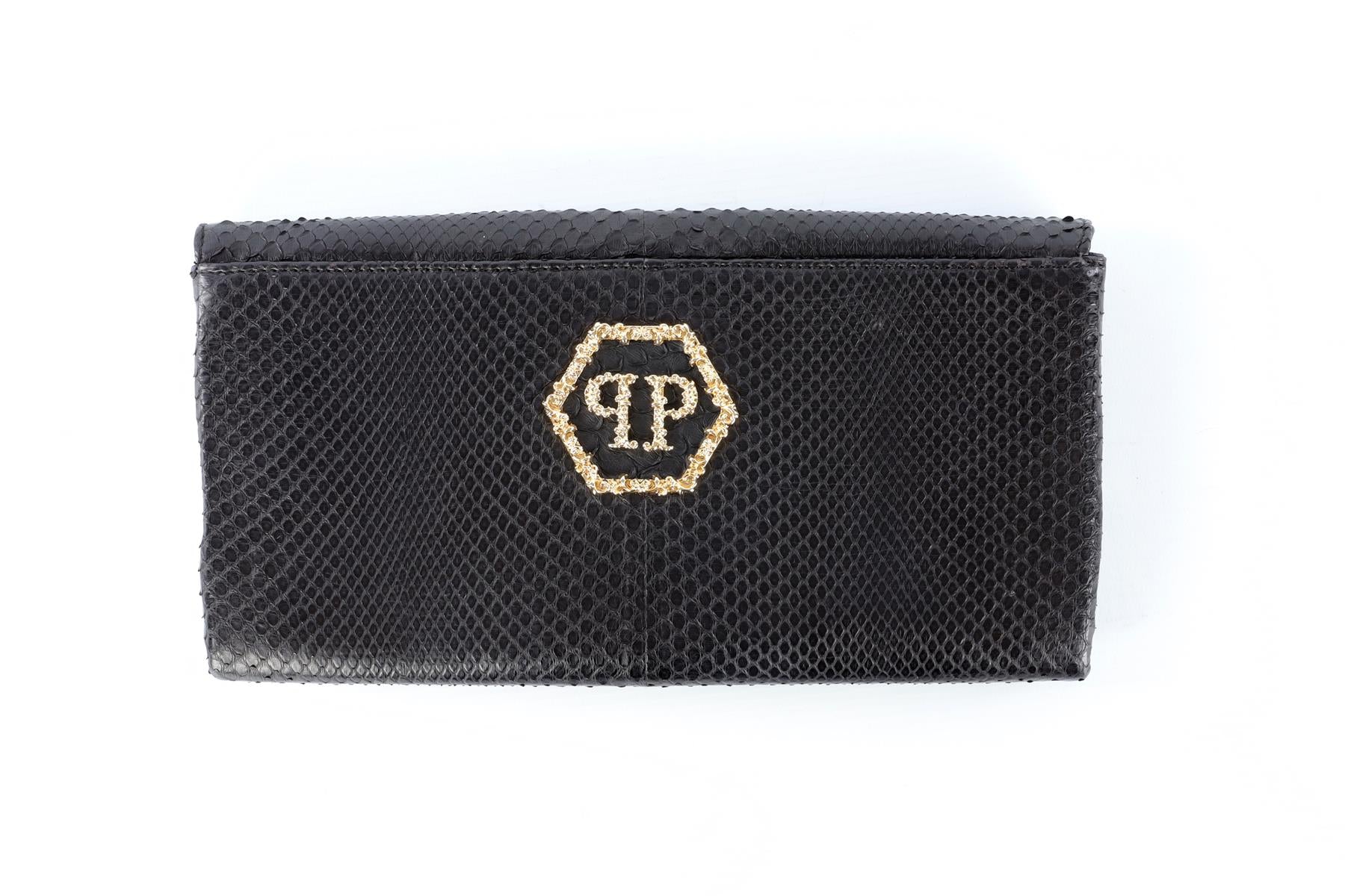PHILIPP PLEIN BLACK PYTHON CLUTCH