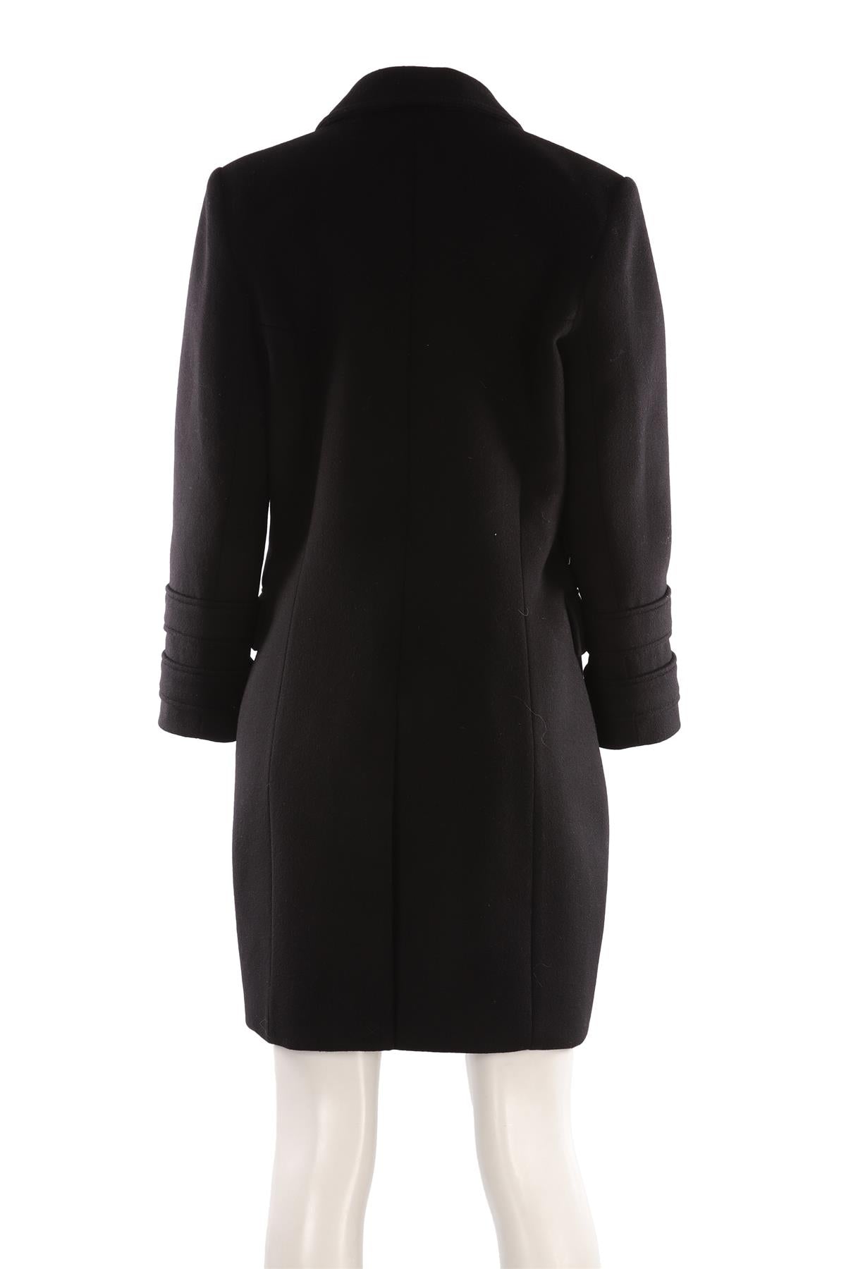 BALMAIN BLACK WOOL COAT FR 46 UK 16