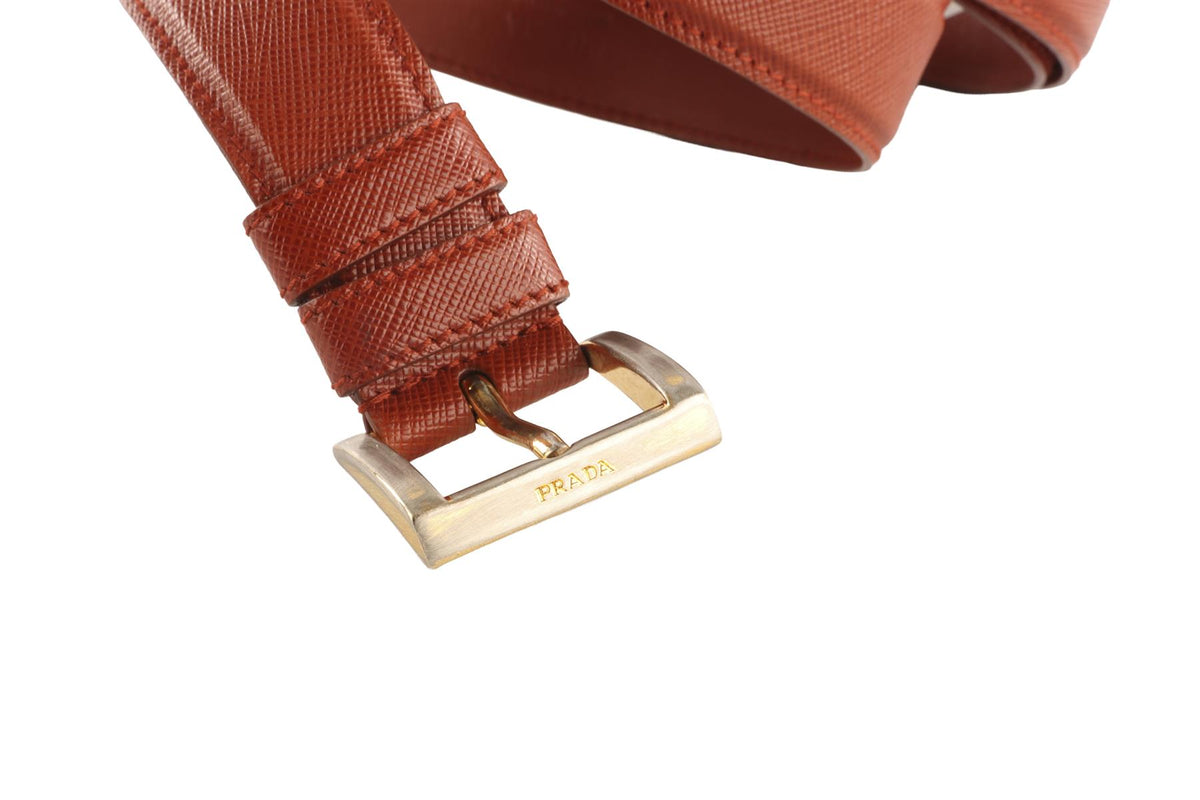 PRADA ORANGE MEN'S LEATHER BELT 85CM