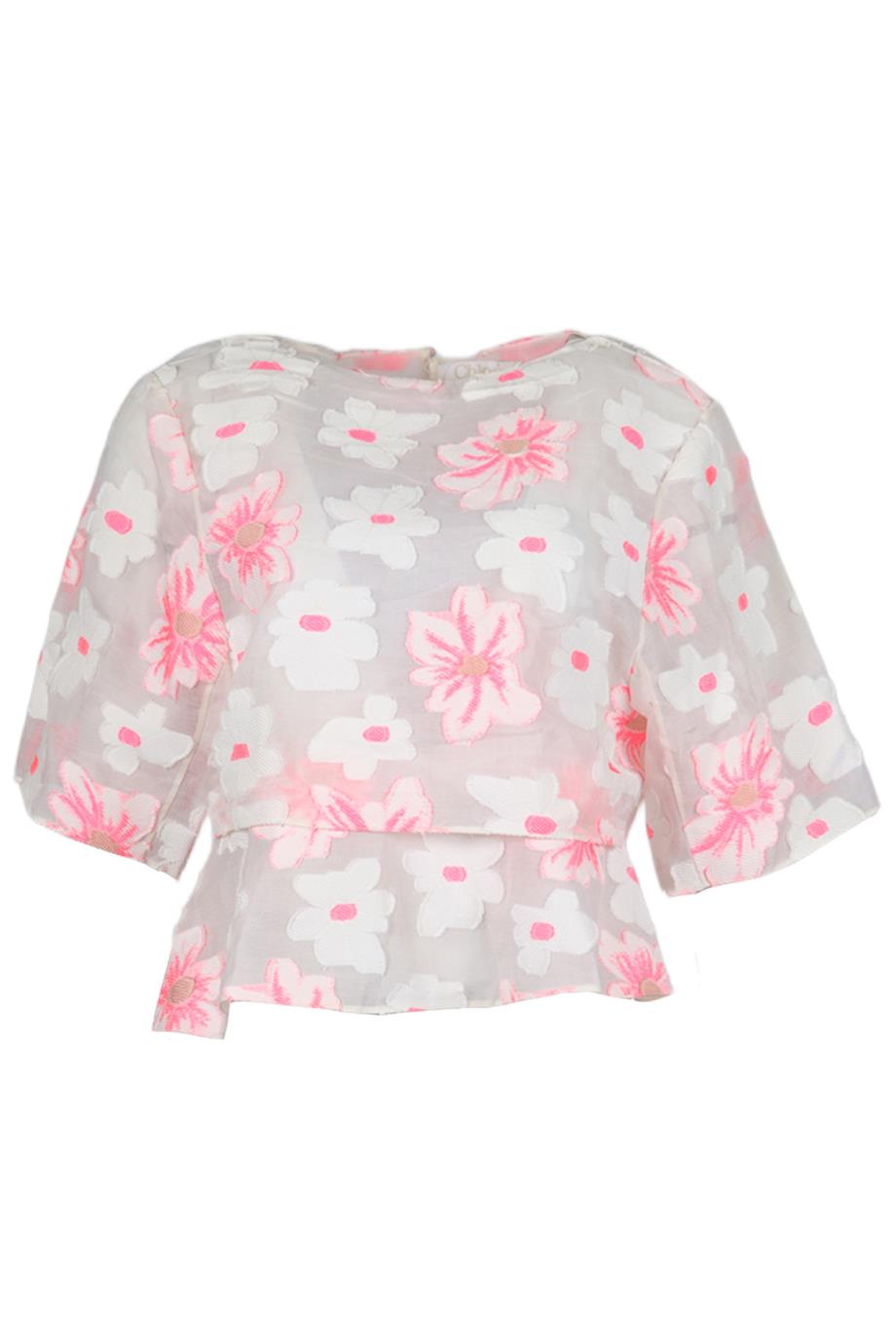 CHLOÉ COTTON AND SILK BLEND TOP FR 34 UK 6