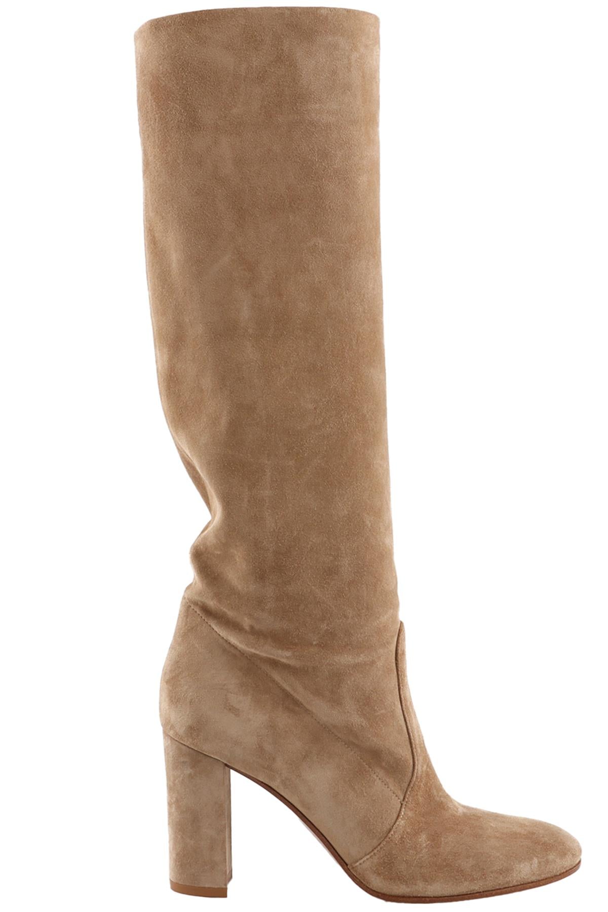 GIANVITO ROSSI BEIGE SUEDE KNEE HIGH BOOTS  EU 38.5 UK 5.5 US 8.5