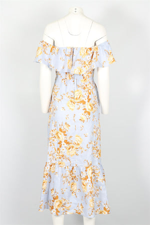REFORMATION BLUE LINEN MIDI DRESS US 8 UK 12
