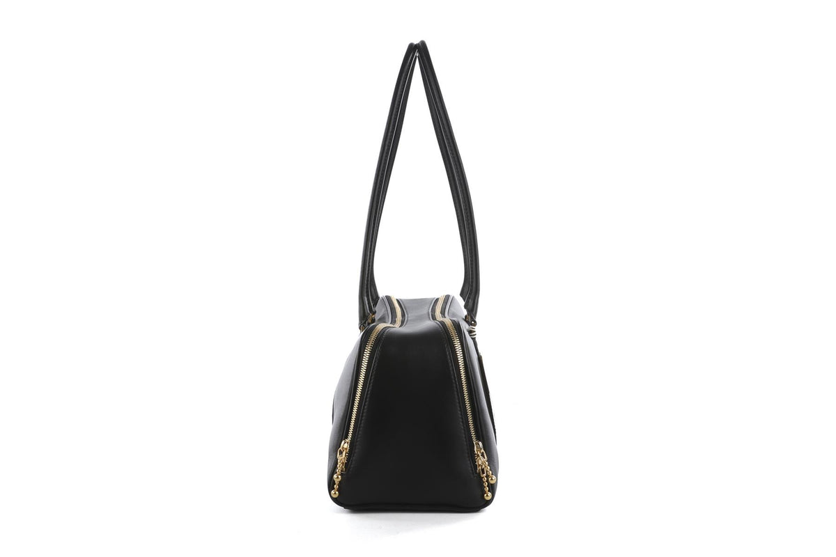 TORY BURCH BLACK MARSHMALLOW LEATHER TOTE BAG