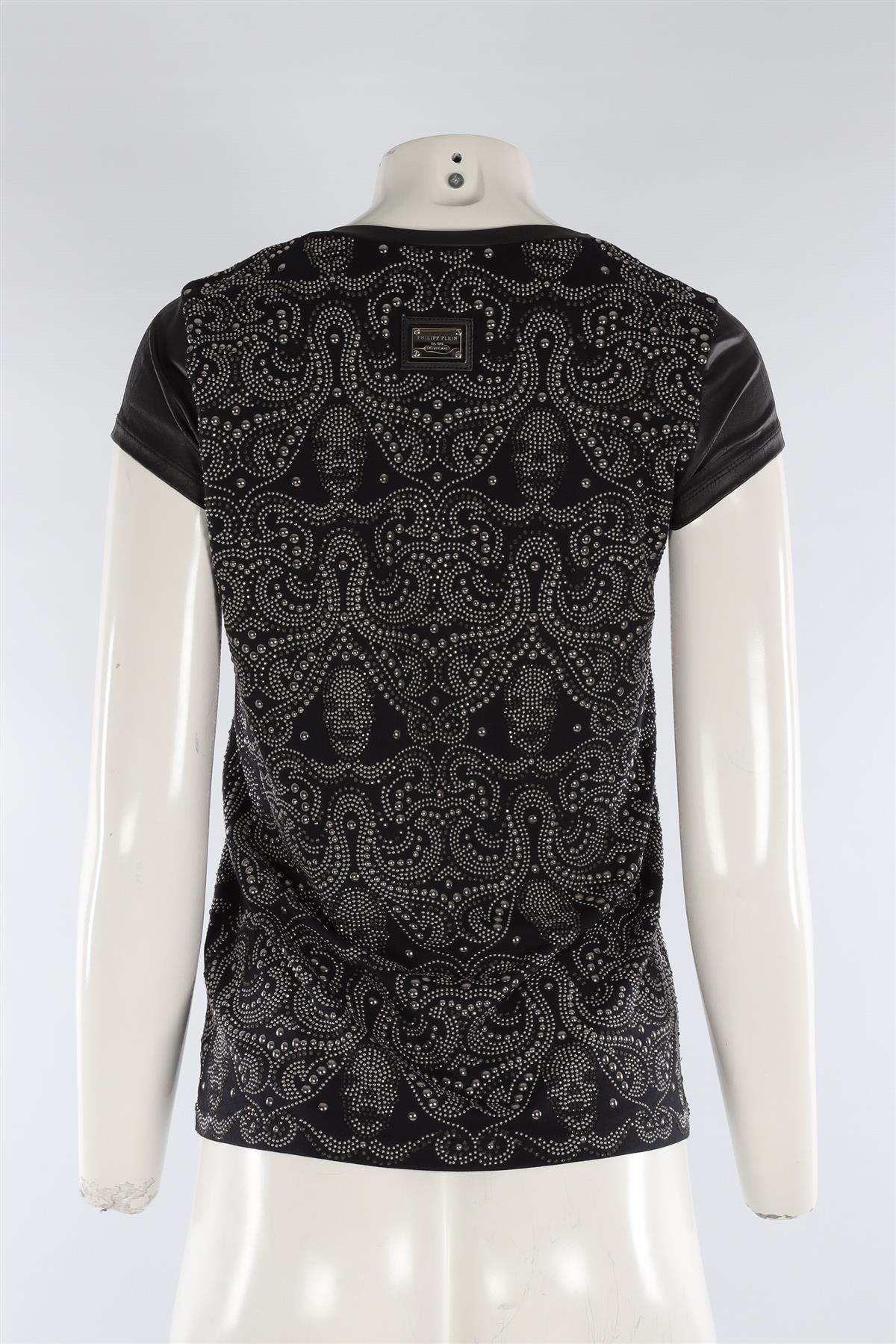 PHILIPP PLEIN BLACK COTTON T-SHIRT SMALL