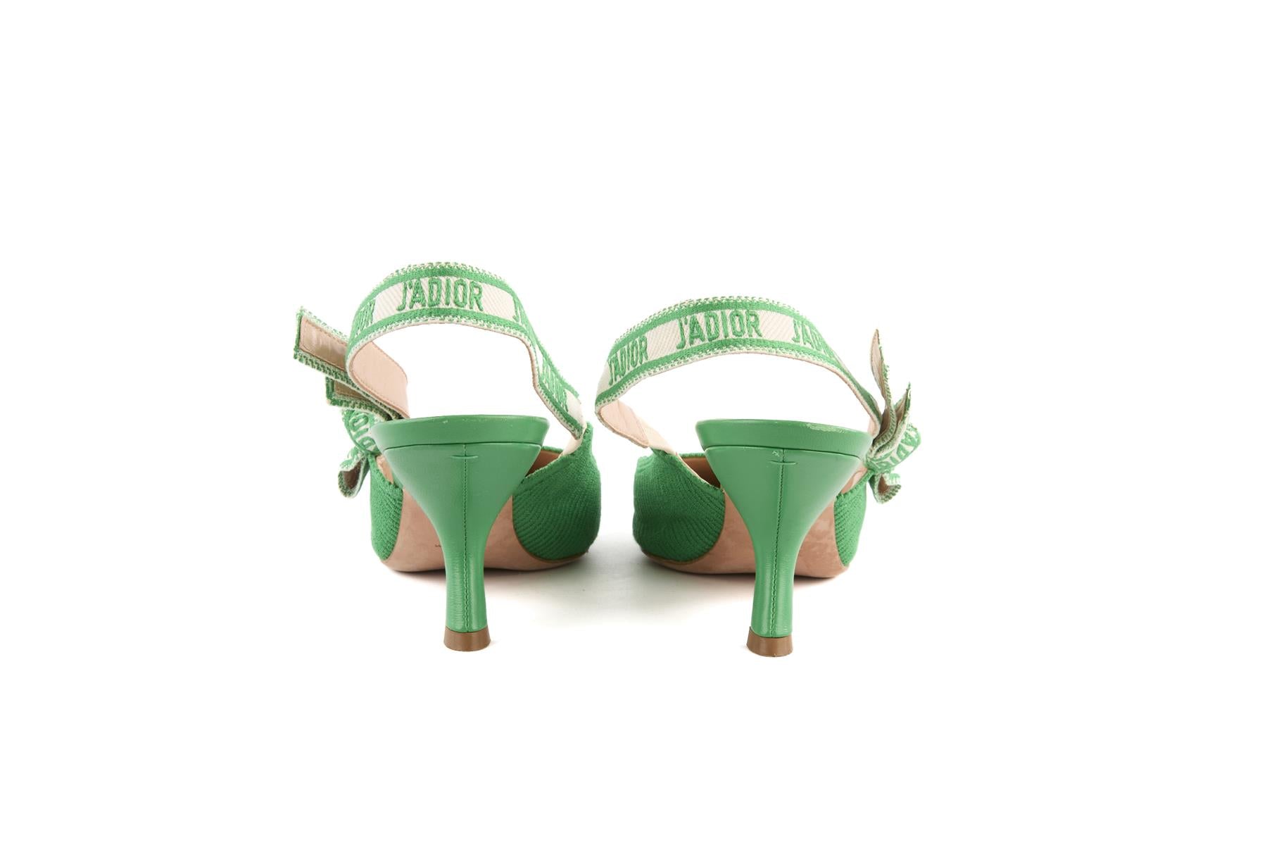 CHRISTIAN DIOR GREEN J'ADIOR CORDUROY SLINGBACK PUMPS EU 40 UK 7 US 10