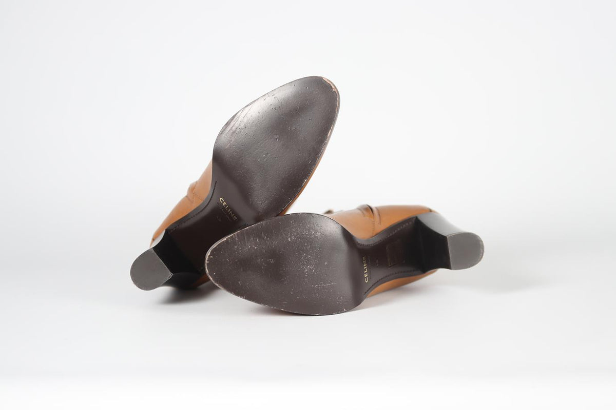 CELINE CLAUDE LEATHER ANKLE BOOTS EU 40 UK 7 US 10
