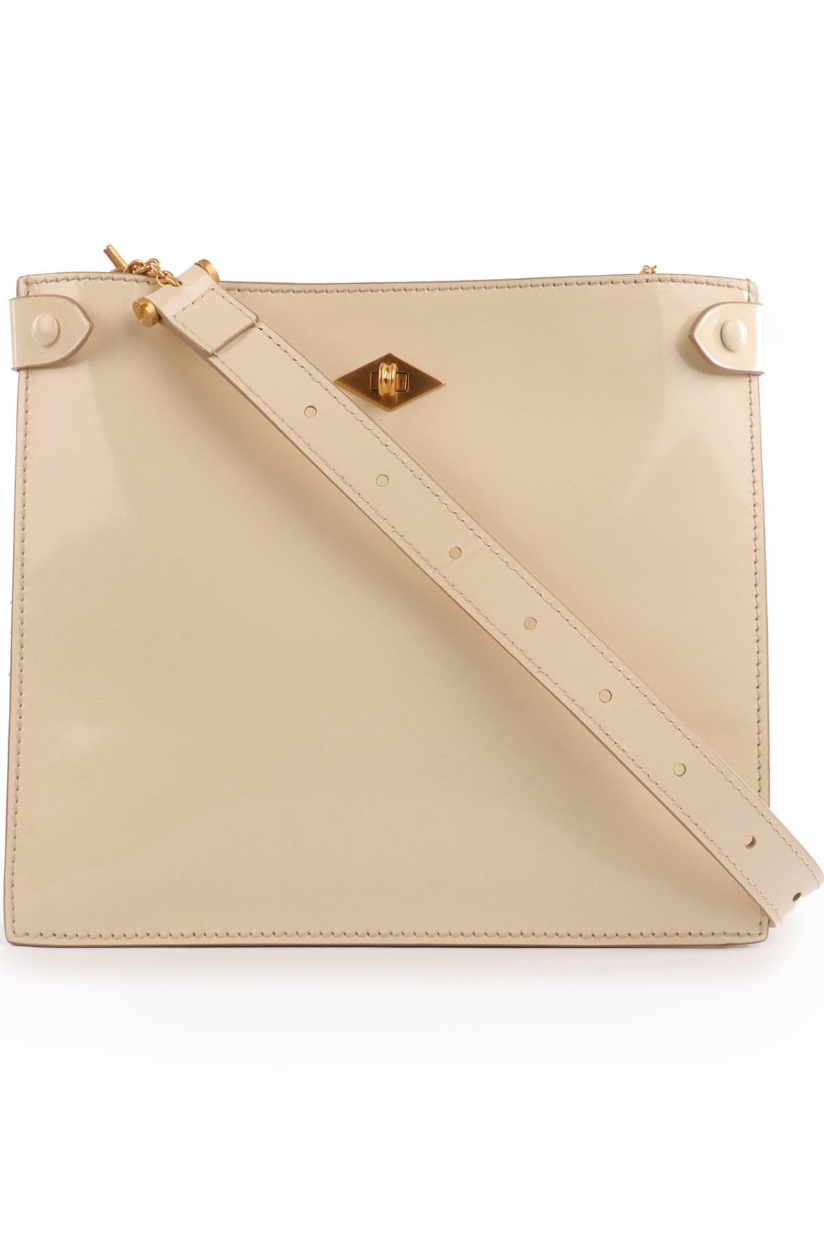 MÉTIER CREAM STOWAWAY PATENT LEATHER SHOULDER BAG