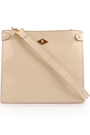 MÉTIER CREAM STOWAWAY PATENT LEATHER SHOULDER BAG