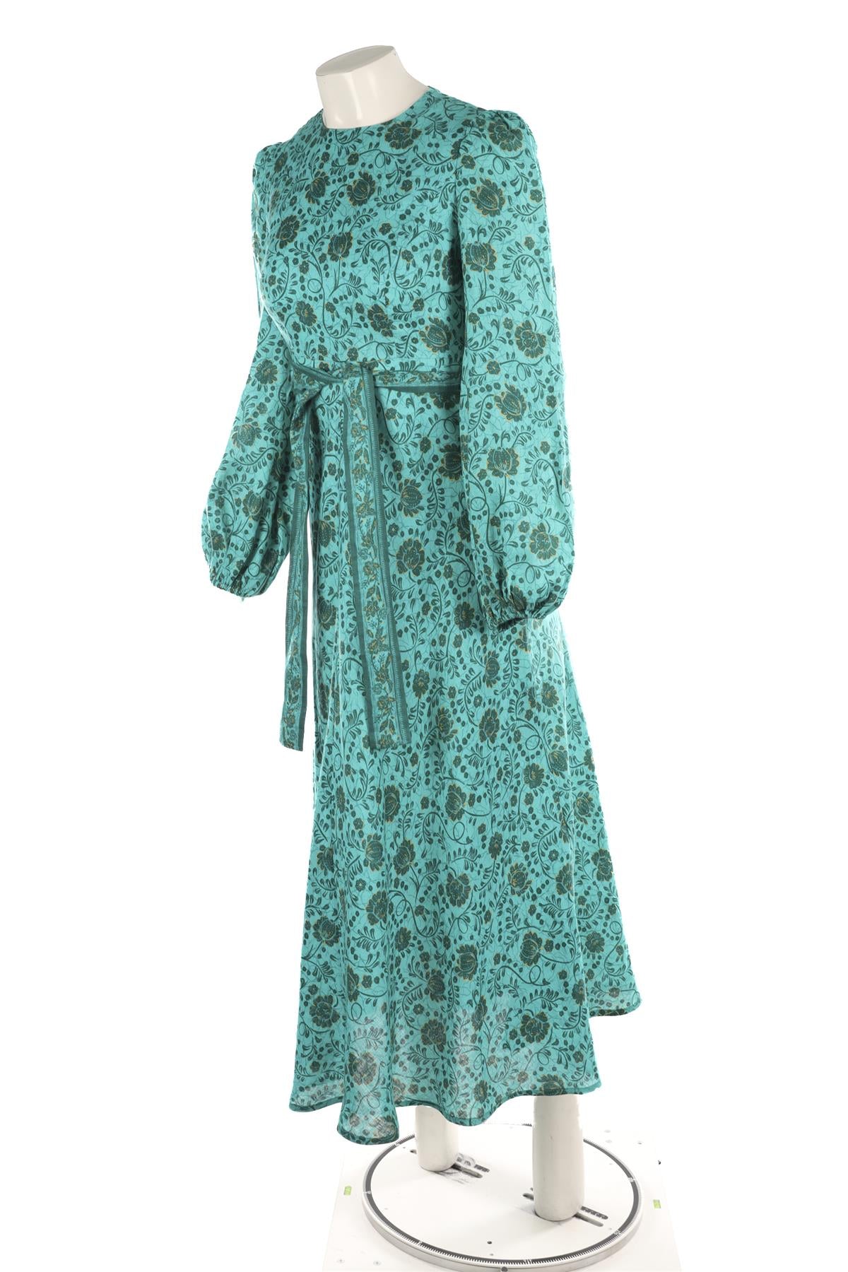 ZIMMERMANN GREEN LINEN MAXI DRESS 0 UK 8