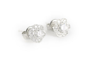 MARCHESA 18K WHITE GOLD AND DIAMOND STUD EARRINGS