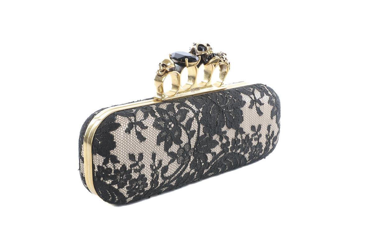 ALEXANDER MCQUEEN BLACK KNUCKLE LACE CLUTCH