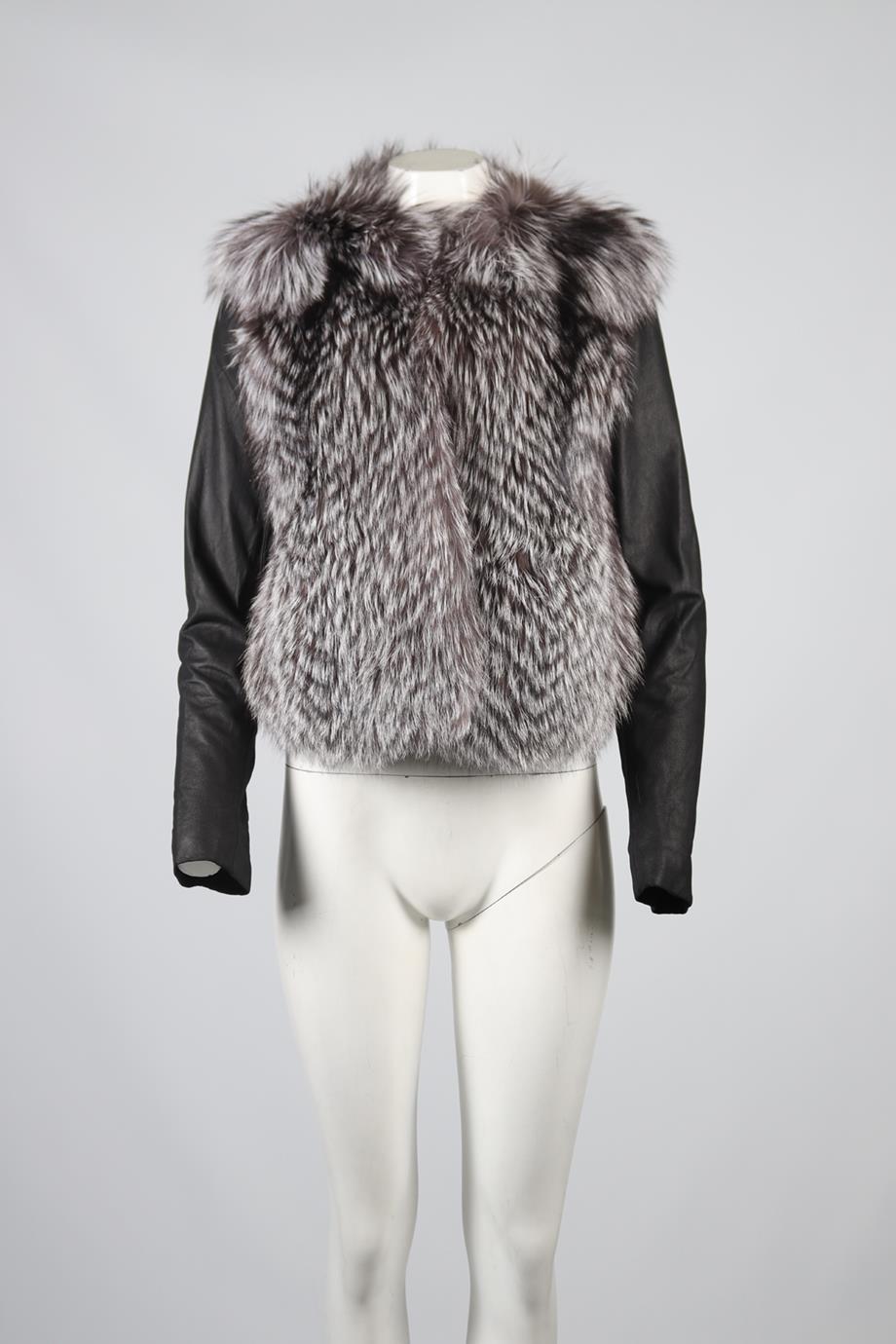VINCE FOX FUR AND LEATHER JACKET MEDIUM
