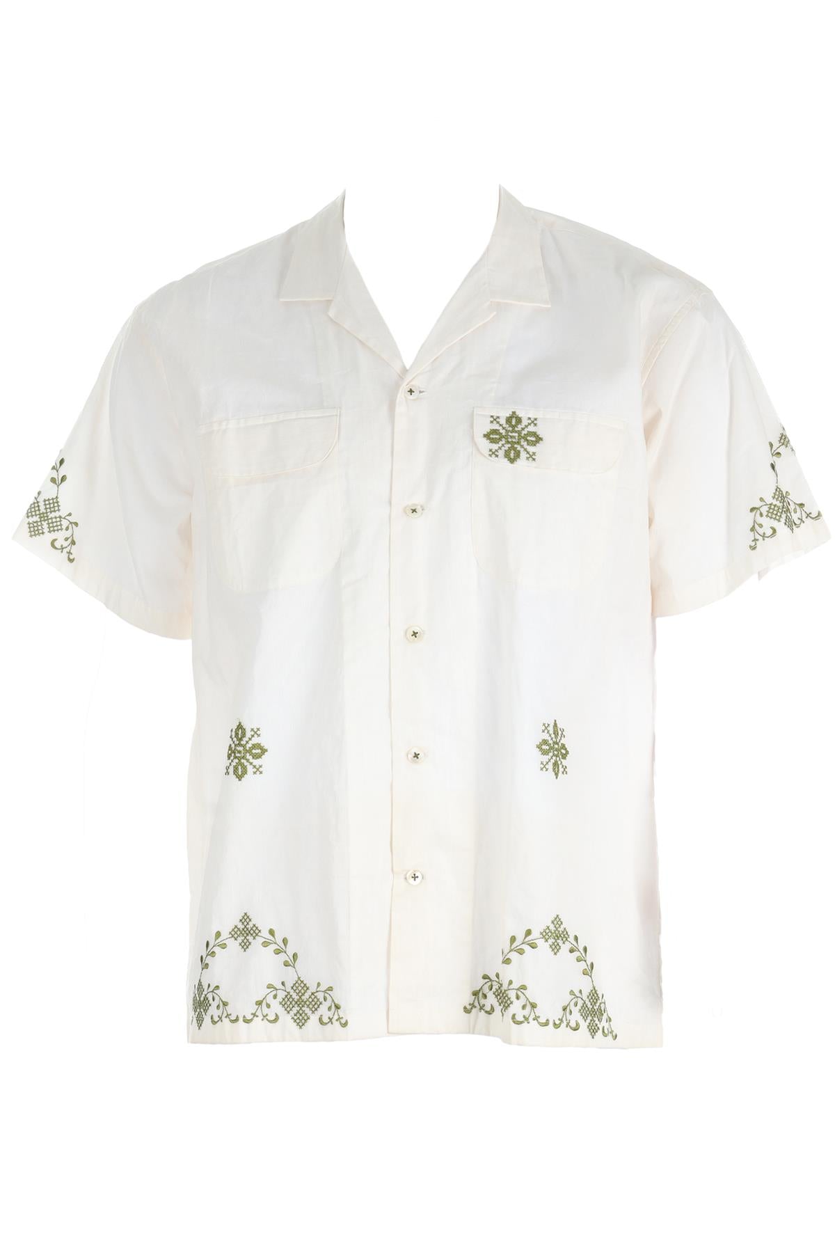 HARAGO CREAM MENS COTTON SHIRT MEDIUM