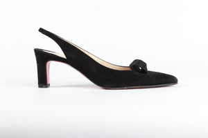 CHRISTIAN LOUBOUTIN BLACK SUEDE SLINGBACK PUMPS