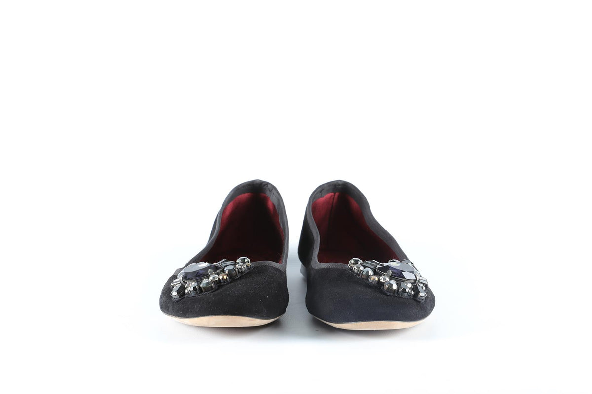 CHLOÉ BLACK SUEDE BALLET FLATS EU 39 UK 6 US 9