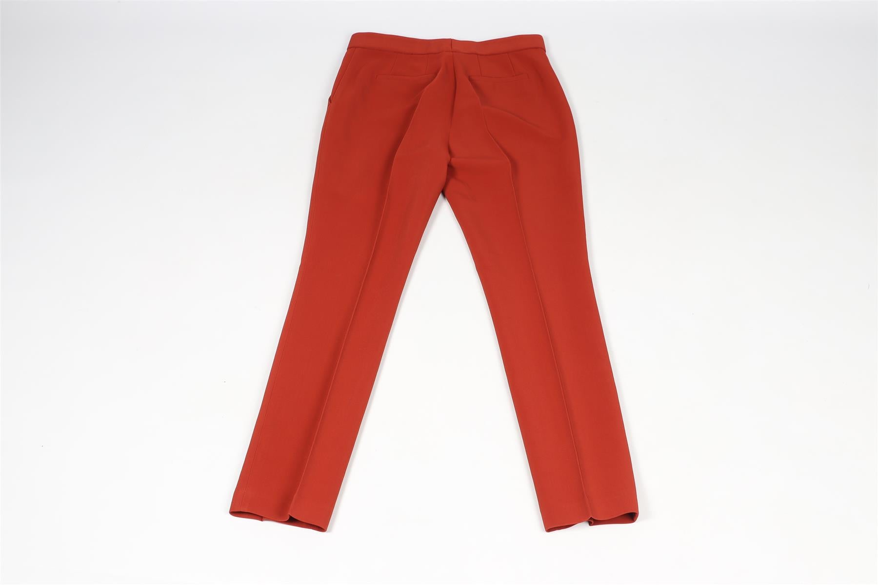 ROSETTA GETTY RED CREPE STRAIGHT LEG PANTS US 2 UK 6