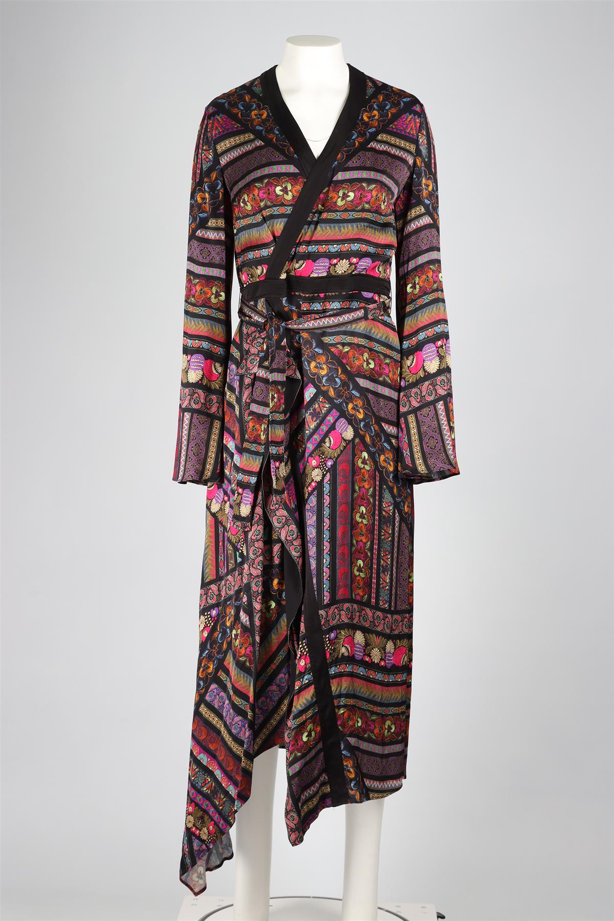 ETRO MULTICOLOURED SATIN MAXI DRESS IT 44 UK 12