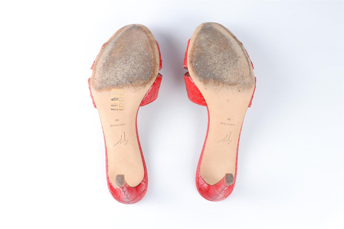 GIUSEPPE ZANOTTI RED LEATHER MULES EU 36 UK 3 US 6