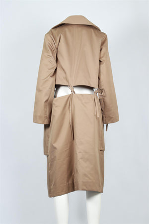 EUDON CHOI BROWN COTTON COAT SMALL