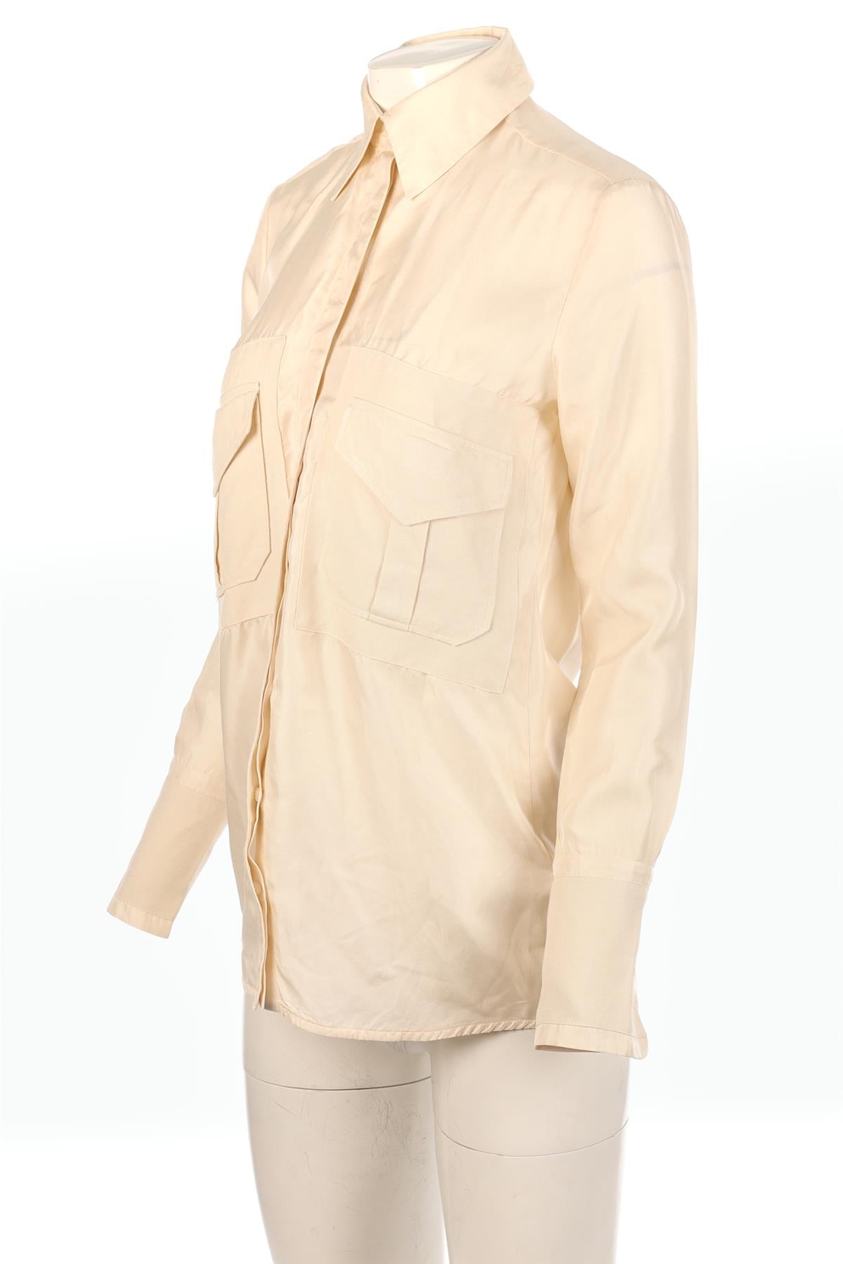 VICTORIA VICTORIA BECKHAM CREAM SILK SHIRT UK 6