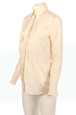 VICTORIA VICTORIA BECKHAM CREAM SILK SHIRT UK 6