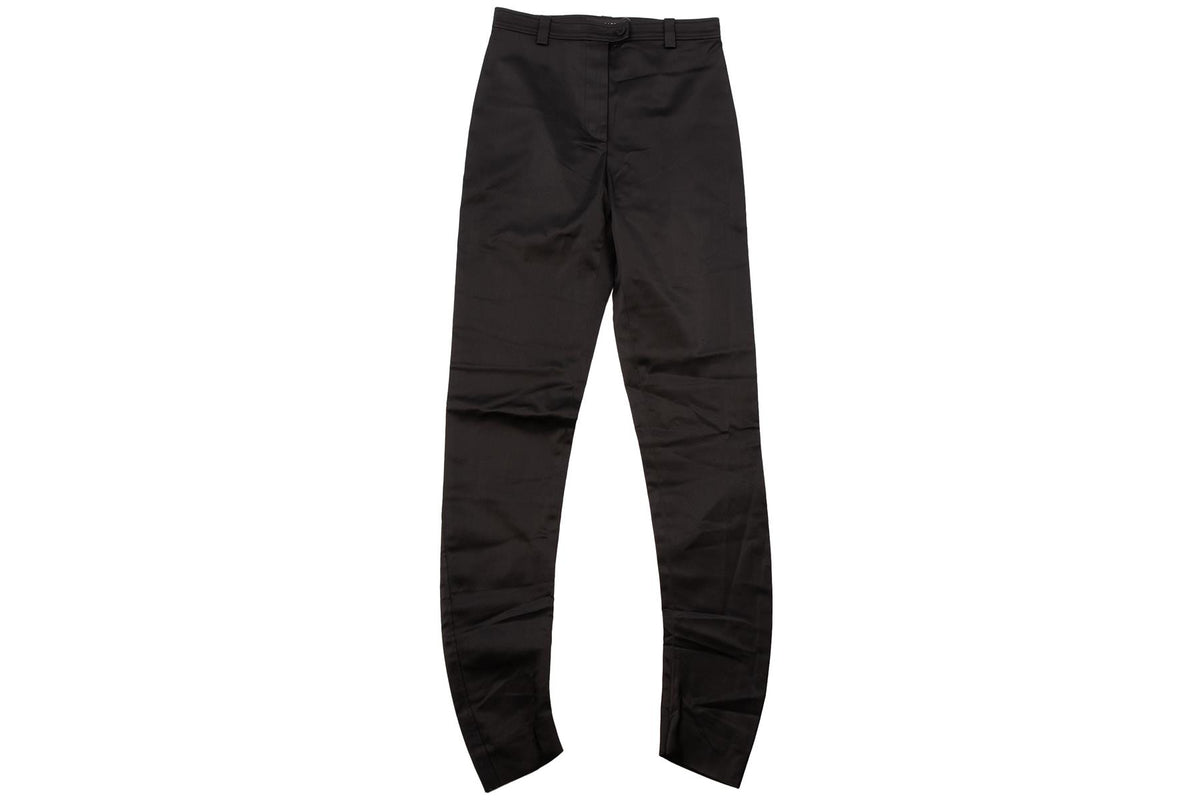 VERSACE BLACK VINTAGE SATIN SKINNY PANTS IT 38 UK 6