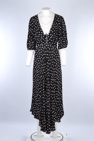 RIXO BLACK CREPE MAXI DRESS UK 14