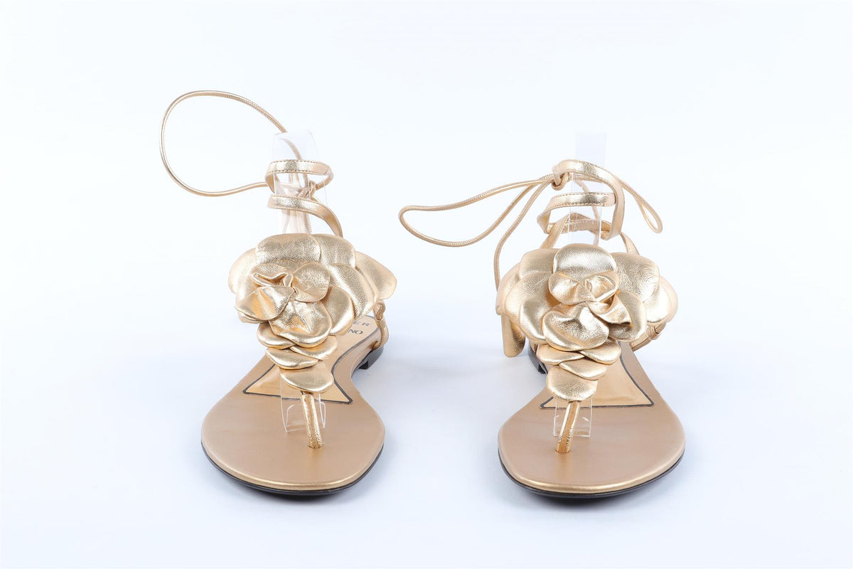 VALENTINO GARAVANI GOLD LEATHER SANDALS EU 37.5 UK 4.5 US 7.5