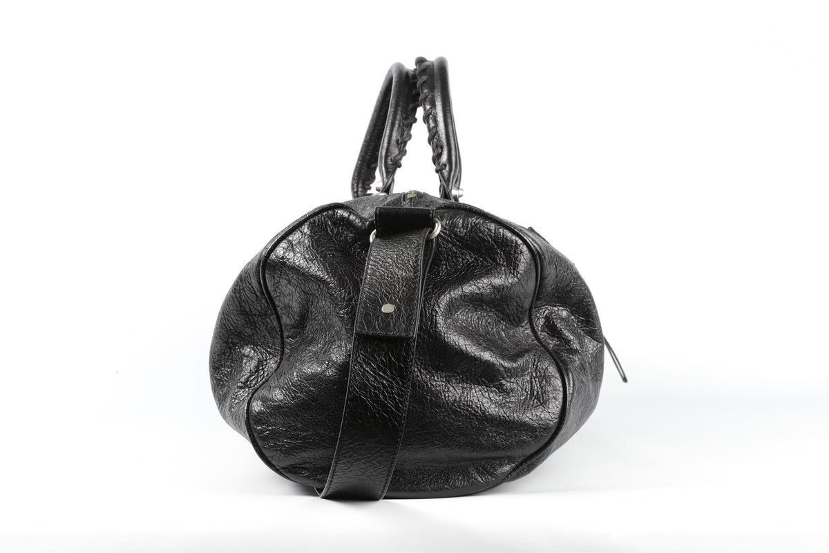 BALENCIAGA BLACK 2017 CITY LEATHER DUFFLE BAG