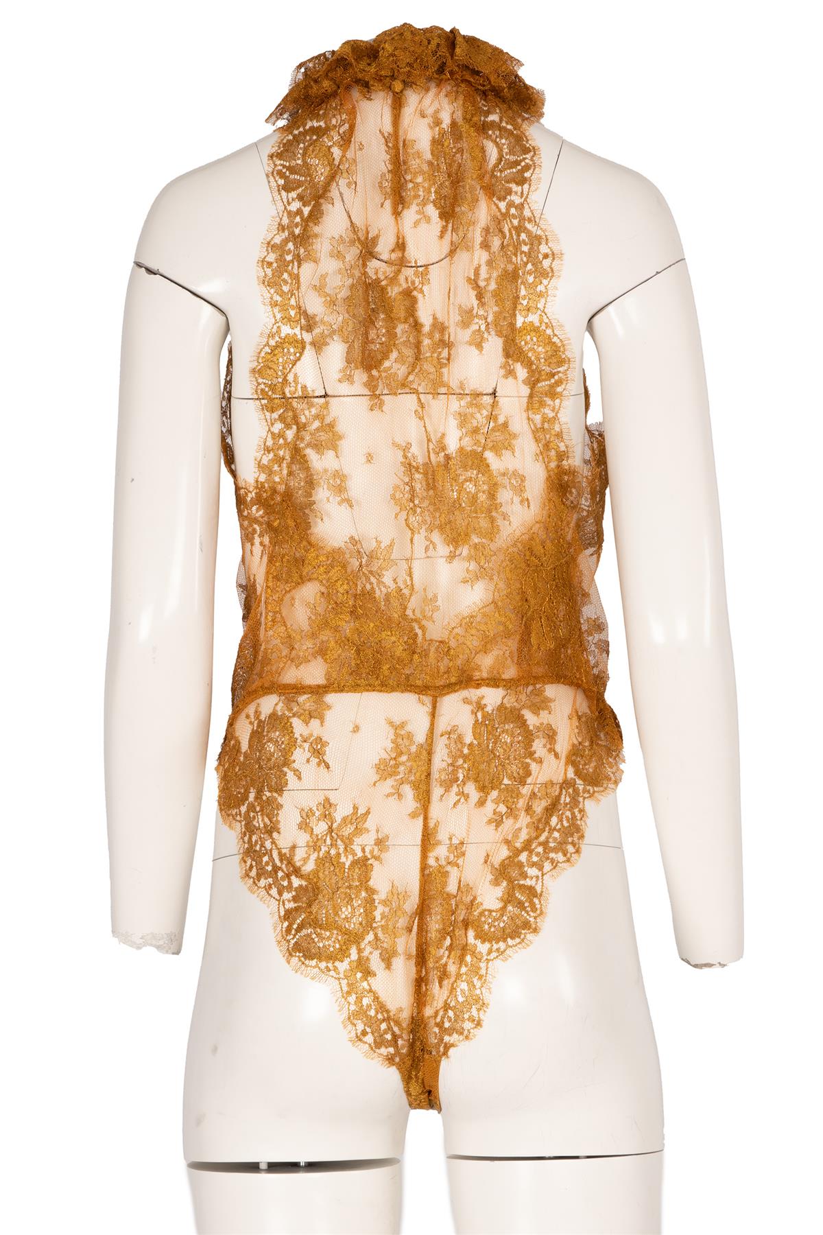 SAINT LAURENT YELLOW LACE BODYSUIT FR 36