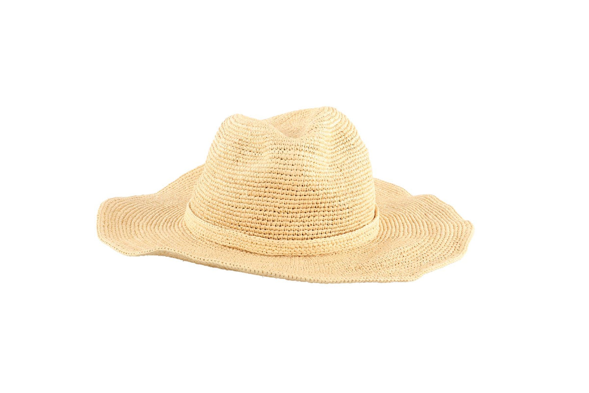 JANESSA LEONE BEIGE STRAW HAT MEDIUM
