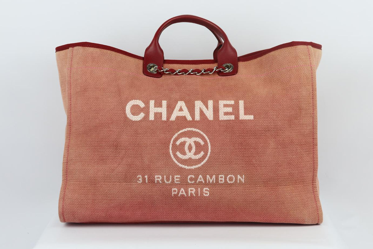 2012 DEAUVILLE EXTRA LARGE CANVAS AND LEATHER TOTE BAG