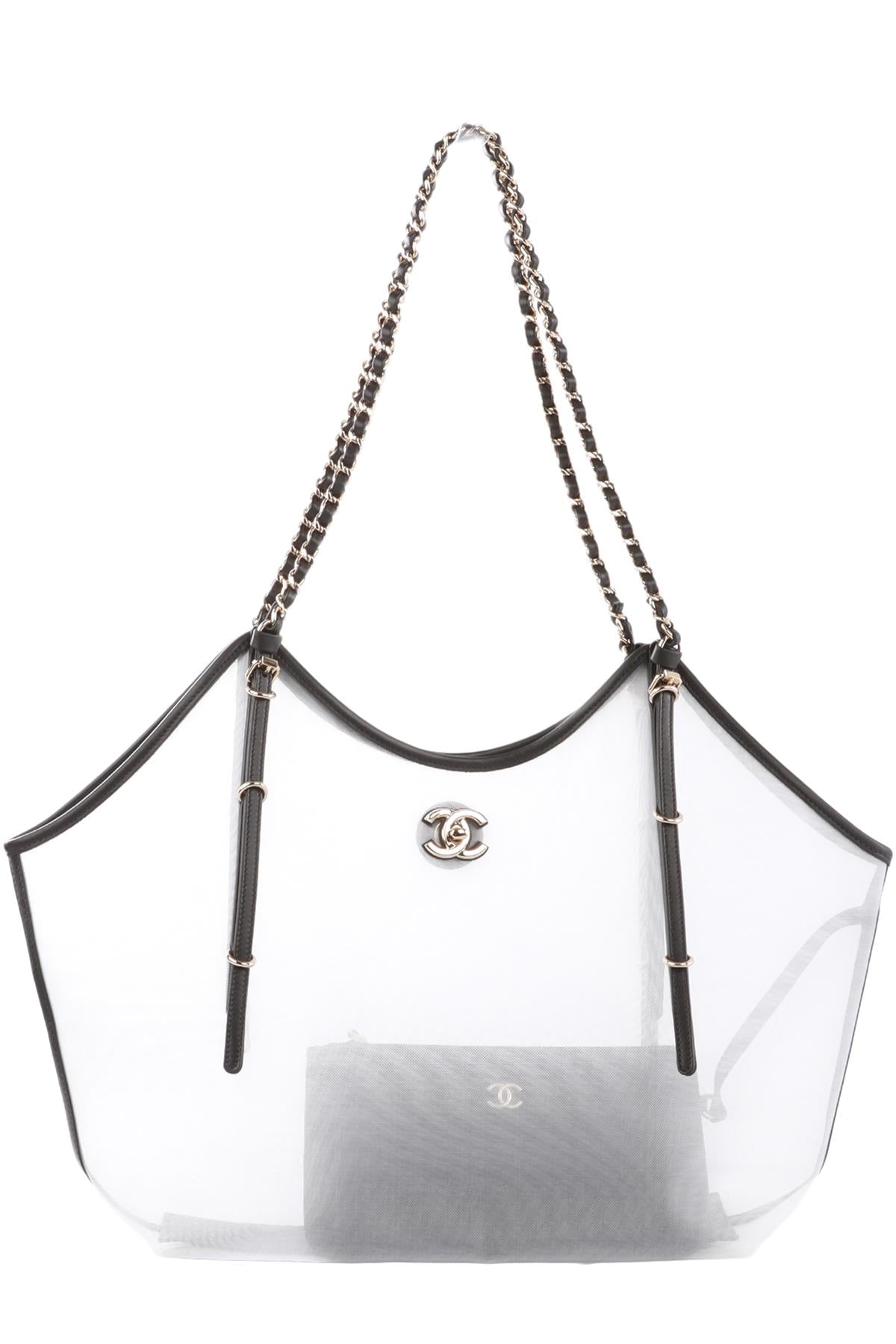 CHANEL BLACK 2026 LARGE MESH AND LEATHER TOTE BAG