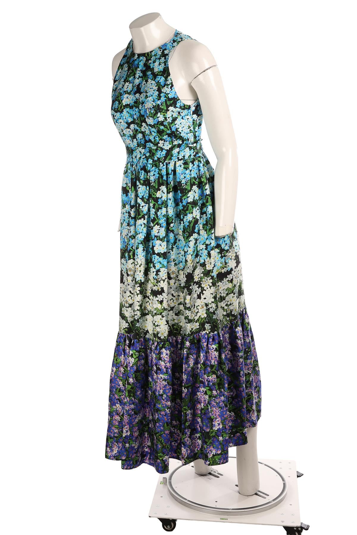 MARY KATRANTZOU BLUE SILK MAXI DRESS IT 40 UK 8