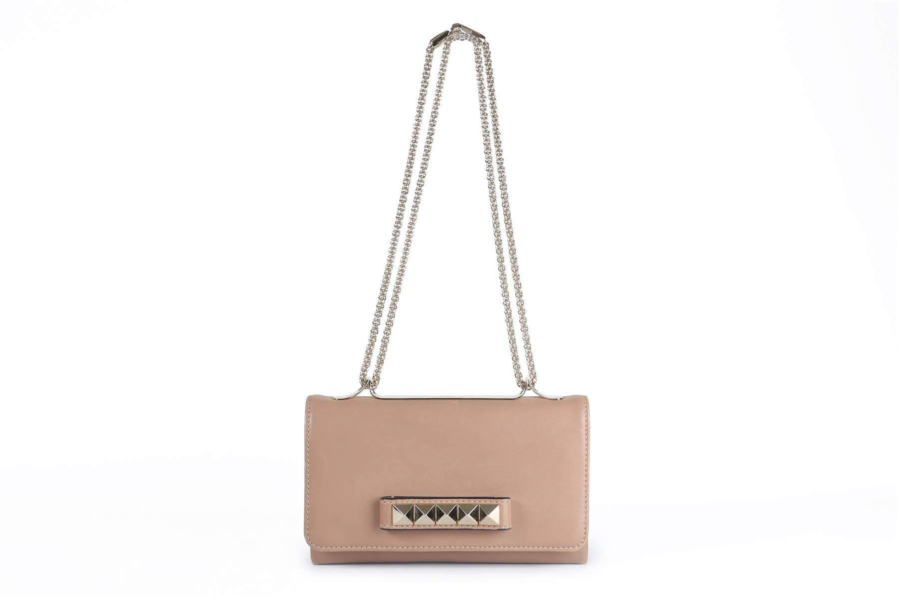 VALENTINO GARAVANI TAUPE VA VA VOOM LEATHER SHOULDER BAG