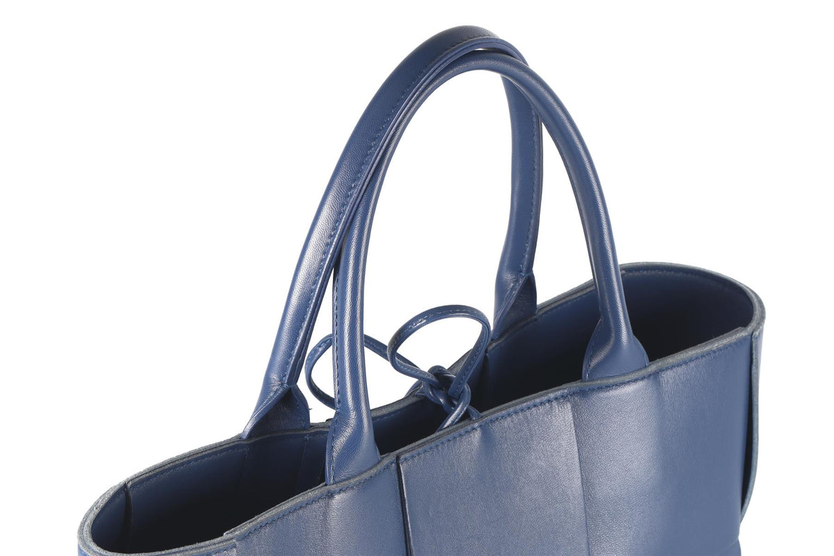 BOTTEGA VENETA NAVY ARCO INTRECCIATO LEATHER TOTE BAG