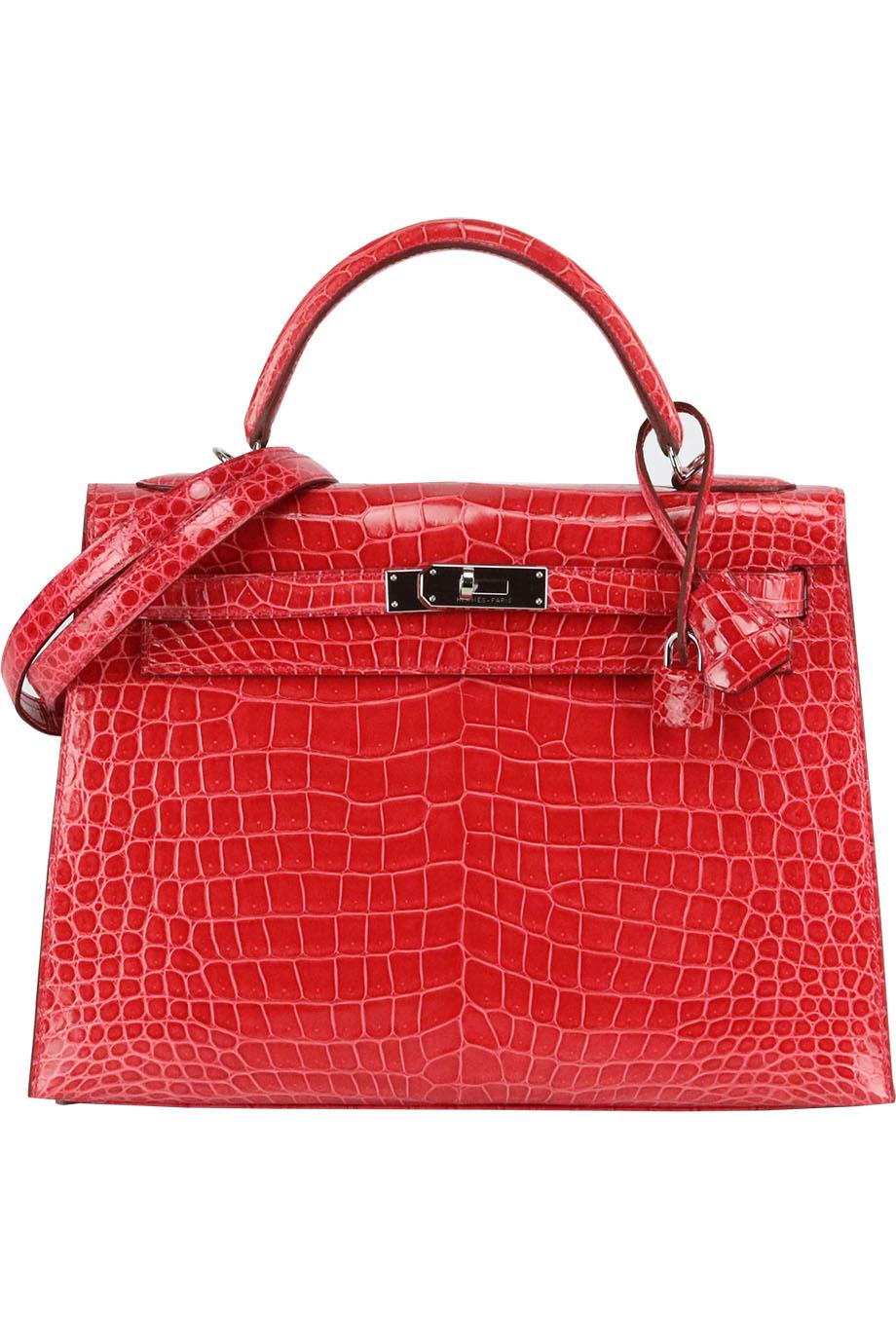HERMÈS 2015 KELLY SELLIER 32CM POROSUS CROCODILE LEATHER BAG