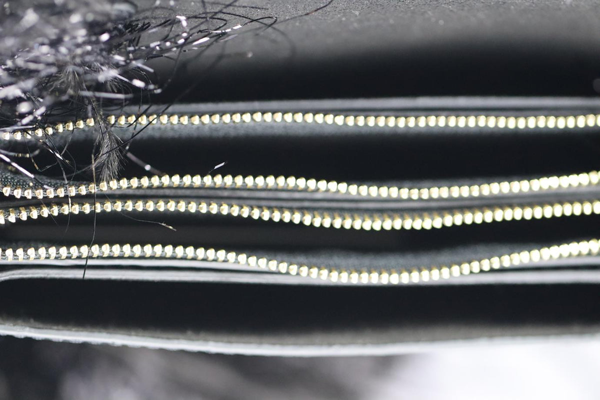 SONIA RYKIEL FEATHER TRIMMED CROC EFFECT LEATHER CLUTCH