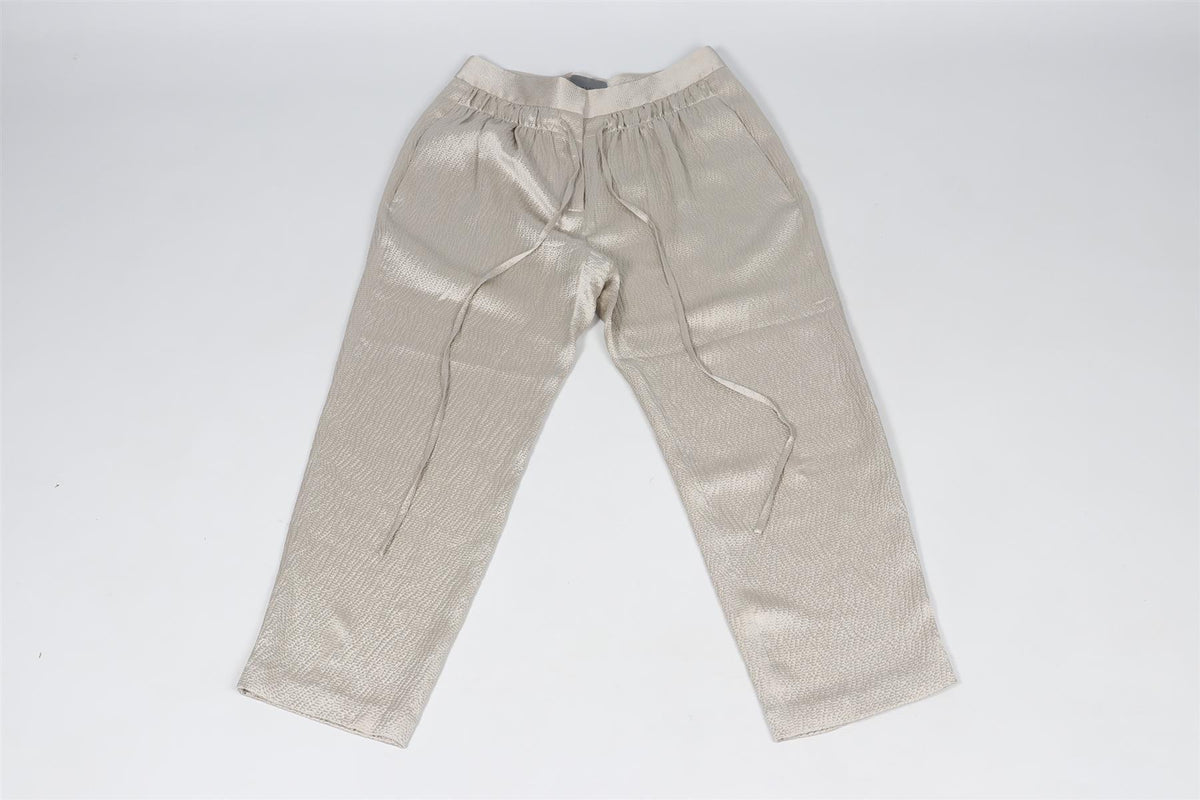 MAIYET GREY SILK STRAIGHT LEG PANTS US 0 UK 4