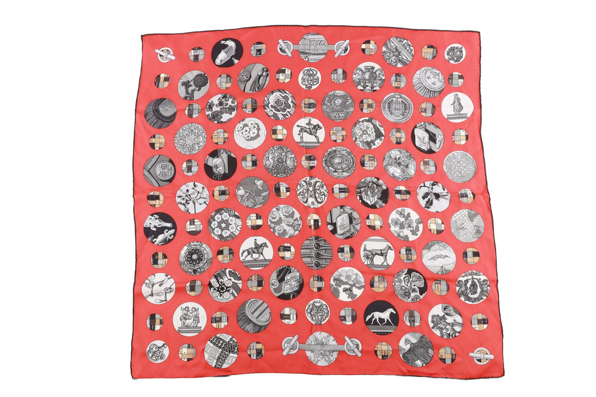 HERMÈS RED POIS DE SOIE SILK SCARF 65CM