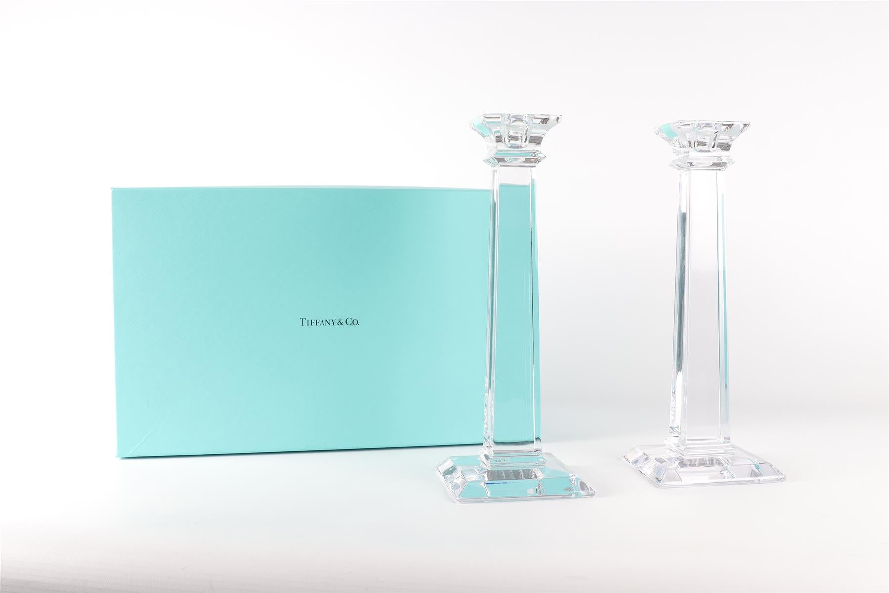 TIFFANY & CO SET OF 2 CRYSTAL CANDLESTICKS