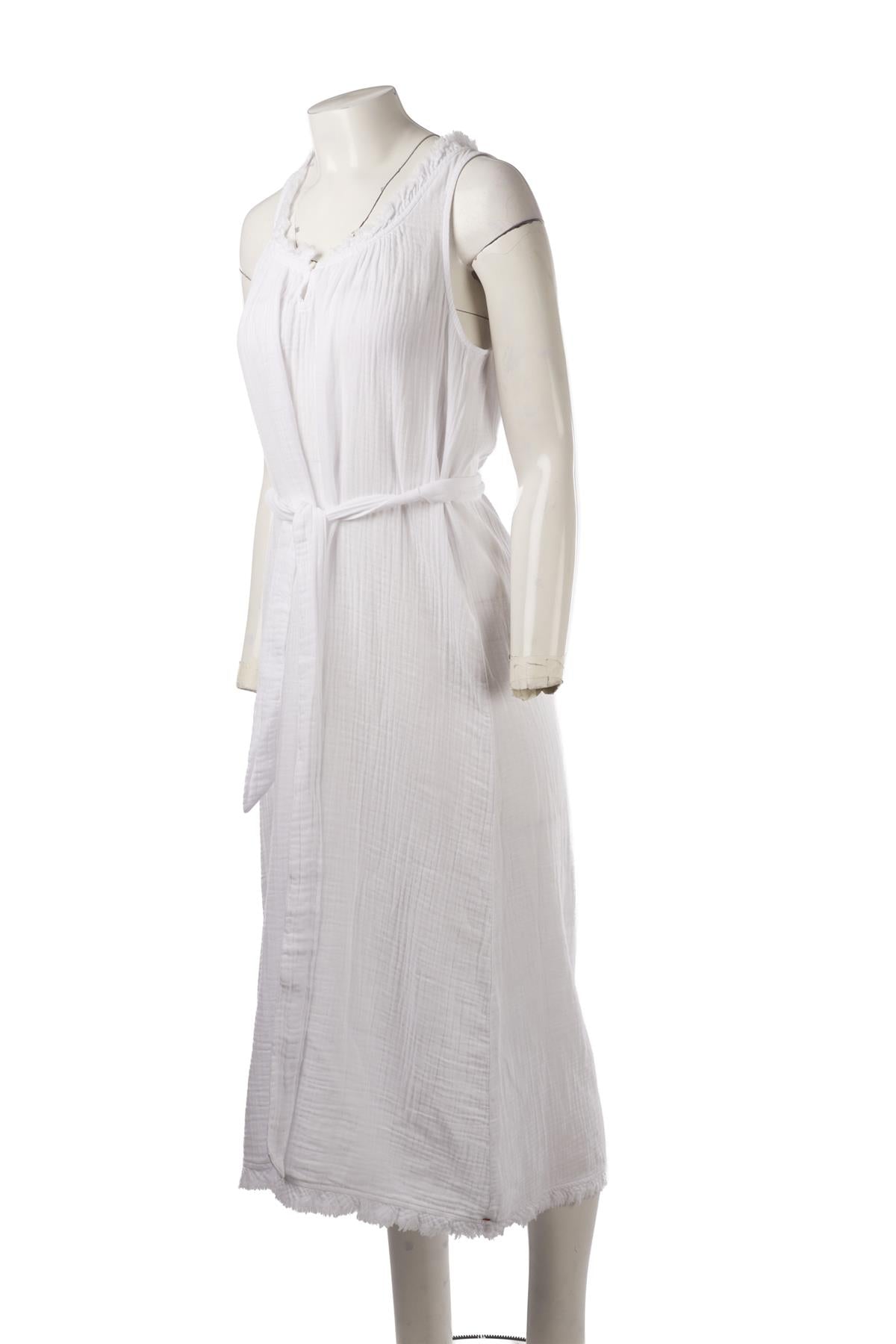 WHITE COTTON MAXI DRESS