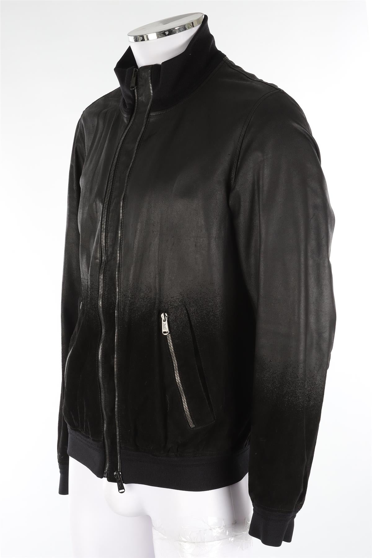 YVES SAINT LAURENT BLACK MEN'S COTTON BOMBER JACKET IT 52 UK 42