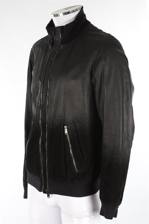 YVES SAINT LAURENT BLACK MEN'S COTTON BOMBER JACKET IT 52 UK 42