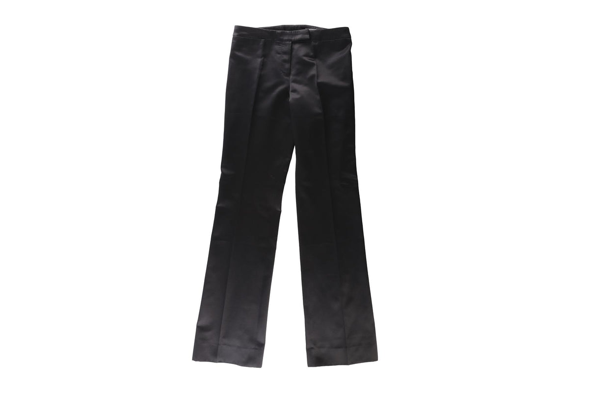 ALEXANDER MCQUEEN BLACK SILK STRAIGHT LEG PANTS IT 42 UK 10