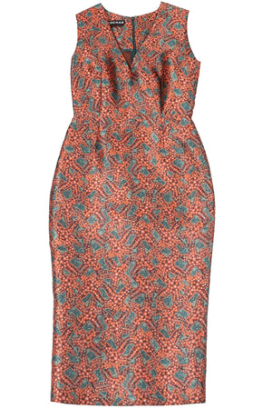 ROCHAS ORANGE SILK BLEND MIDI DRESS IT 42 UK 10