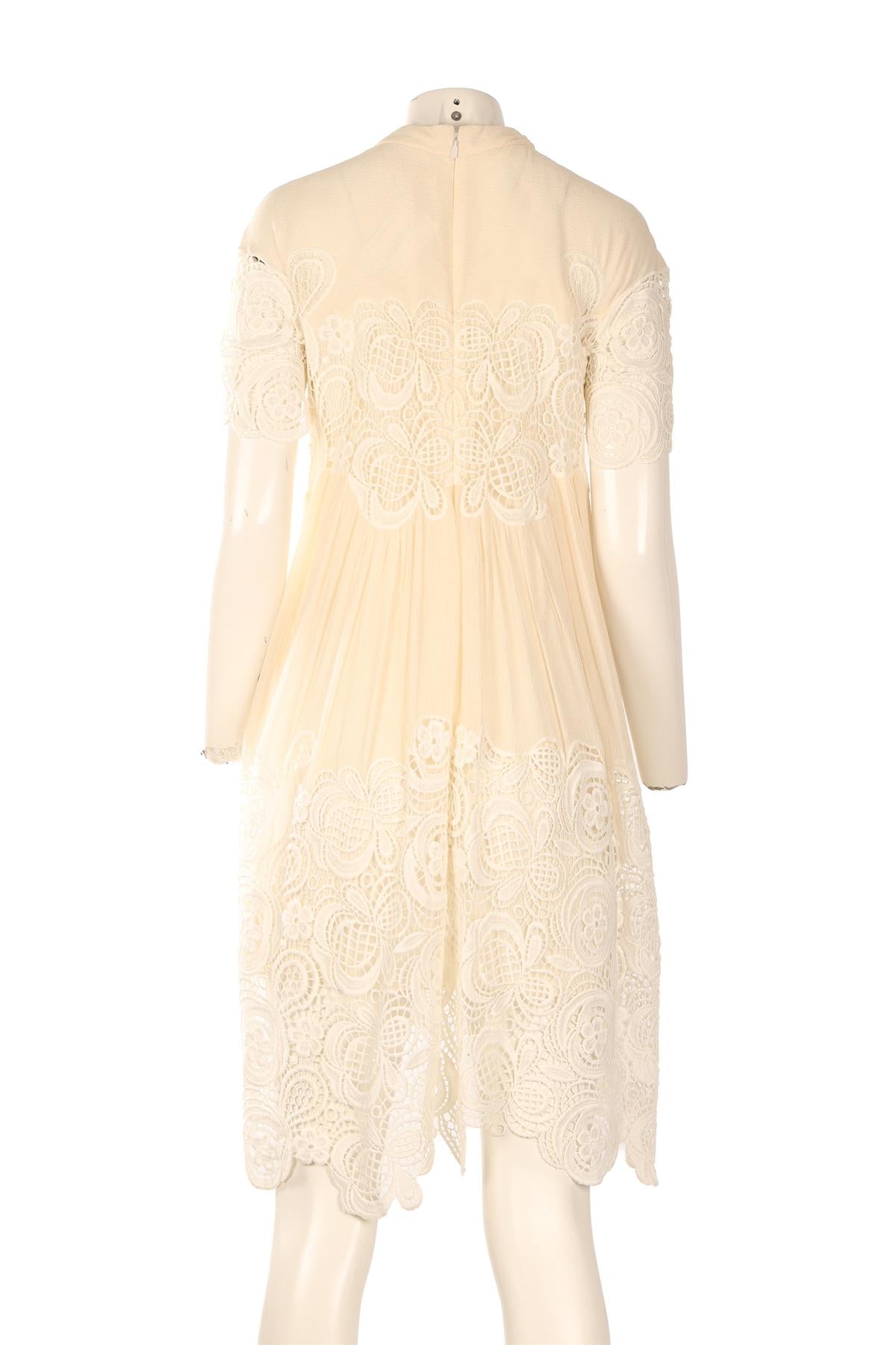 CHLOÉ CREAM SILK MINI DRESS FR 36 UK 8