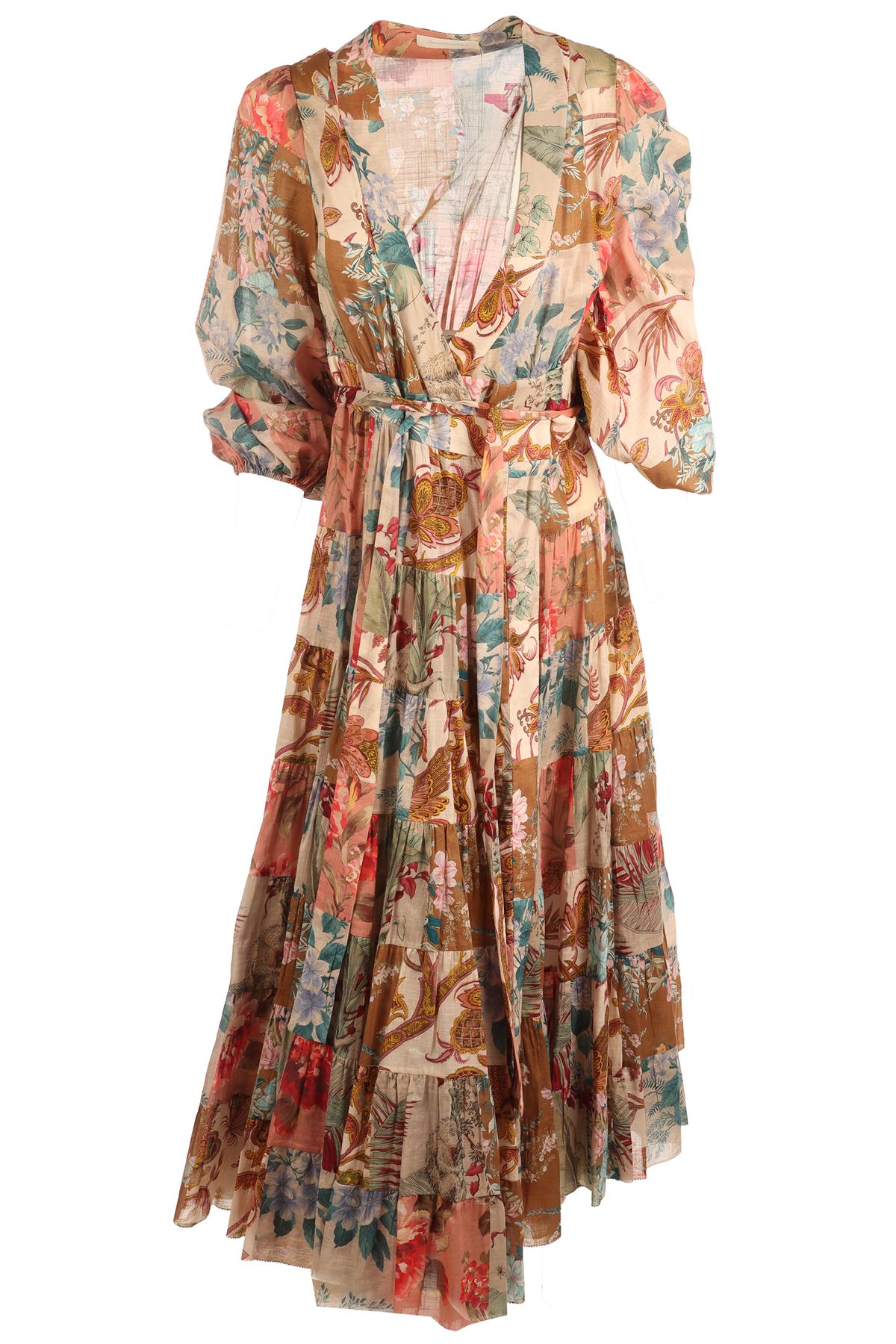 ZIMMERMANN MULTI LINEN MAXI DRESS 1 UK 10