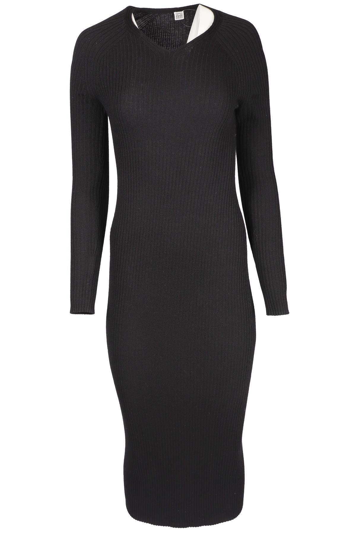 TOTEME BLACK WOOL MAXI DRESS SMALL